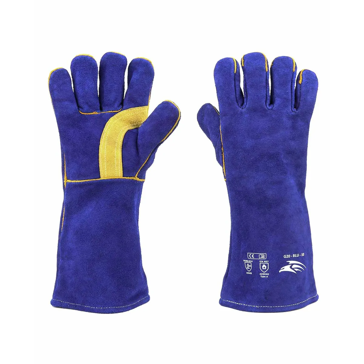Perf Alcor- 40cm Superior Reinforced FR Aramid Welders Gauntlet (SAF 037) — Blue